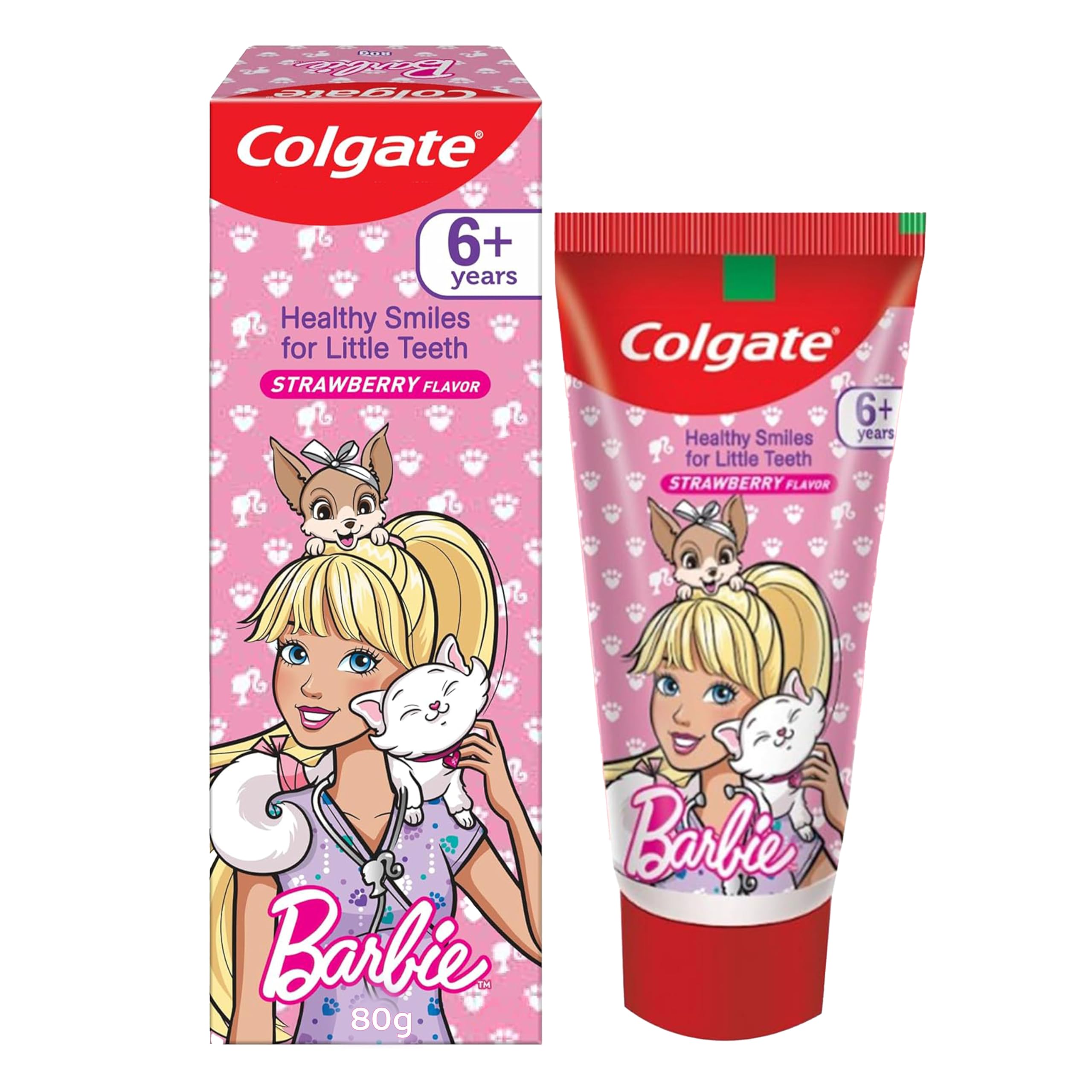 Colgate Kid's Barbie Anticavity Toothpaste -Strawberry Flavour for Cavity Protection, Enamel Protection (80g)
